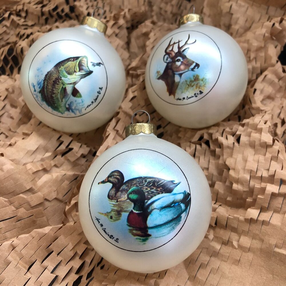 Tom M Crain Bass Pro Shops Classic Collectors Glass Christmas Ornaments Wildlife